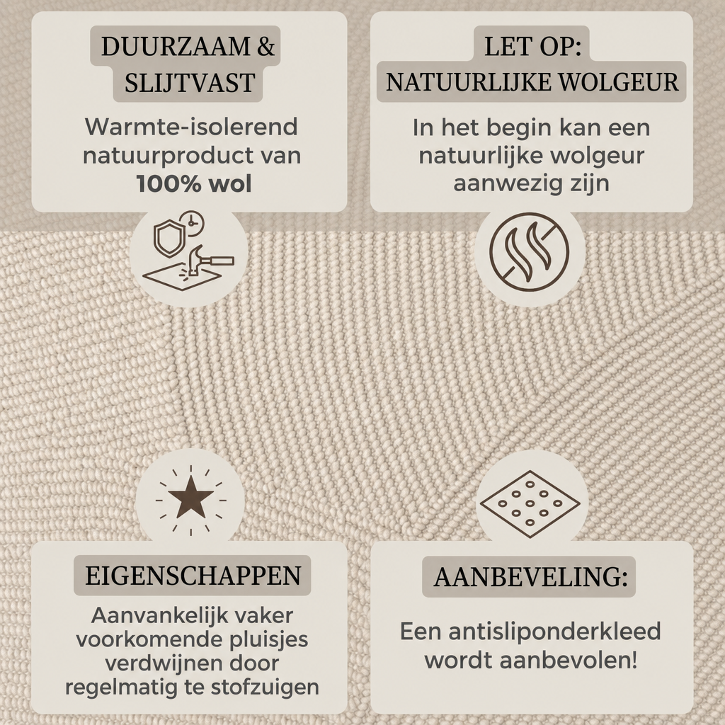 Wollen Vloerkleed Calmio Creme