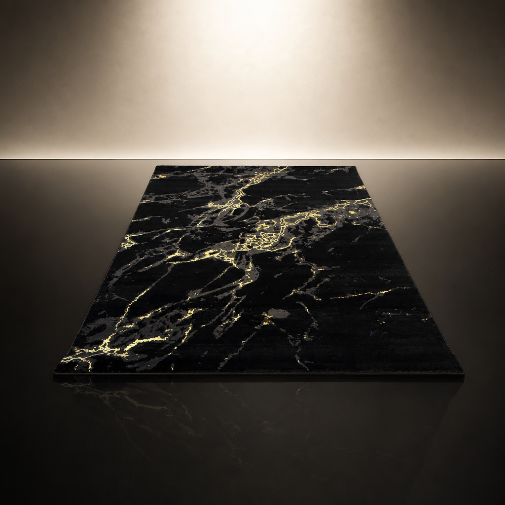 Fashion Marmer Vloerkleed Zwart Goud