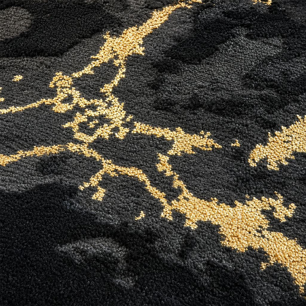 Fashion Marmer Vloerkleed Zwart Goud