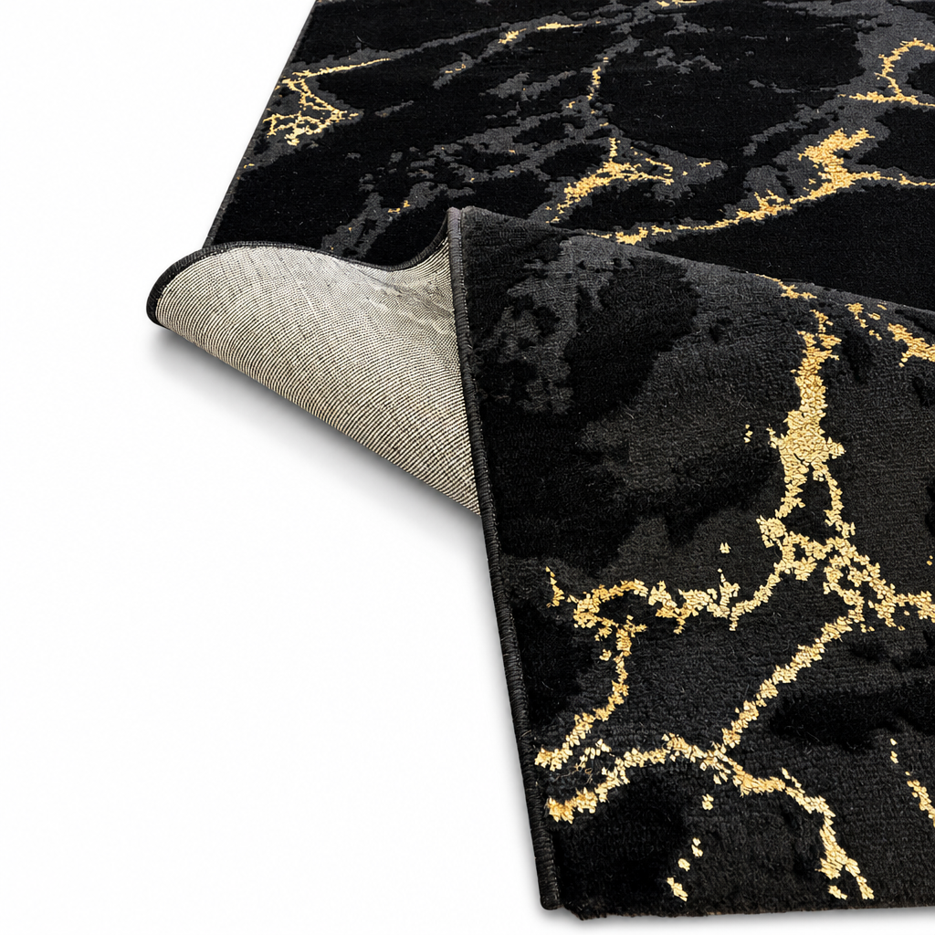 Fashion Marmer Vloerkleed Zwart Goud