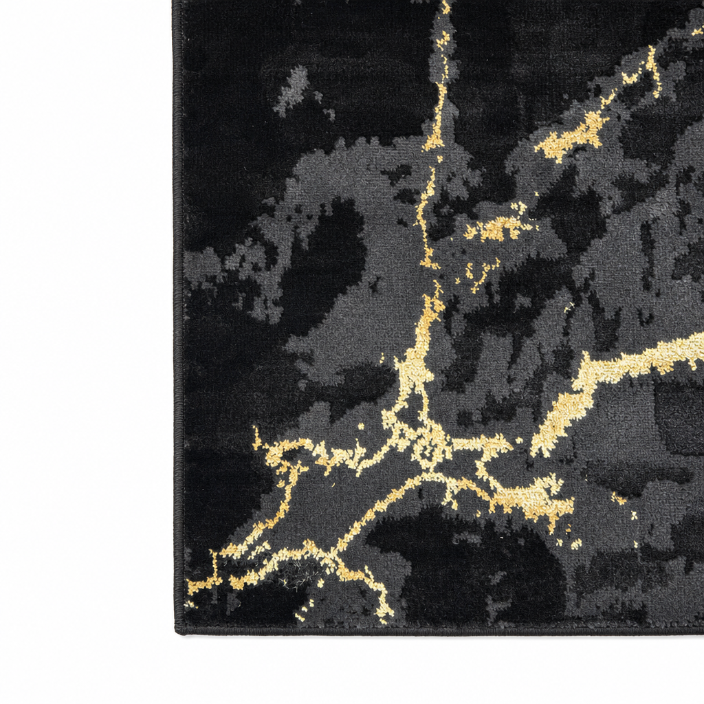 Fashion Marmer Vloerkleed Zwart Goud