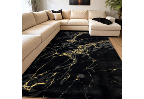Fashion Marmer Vloerkleed Zwart Goud