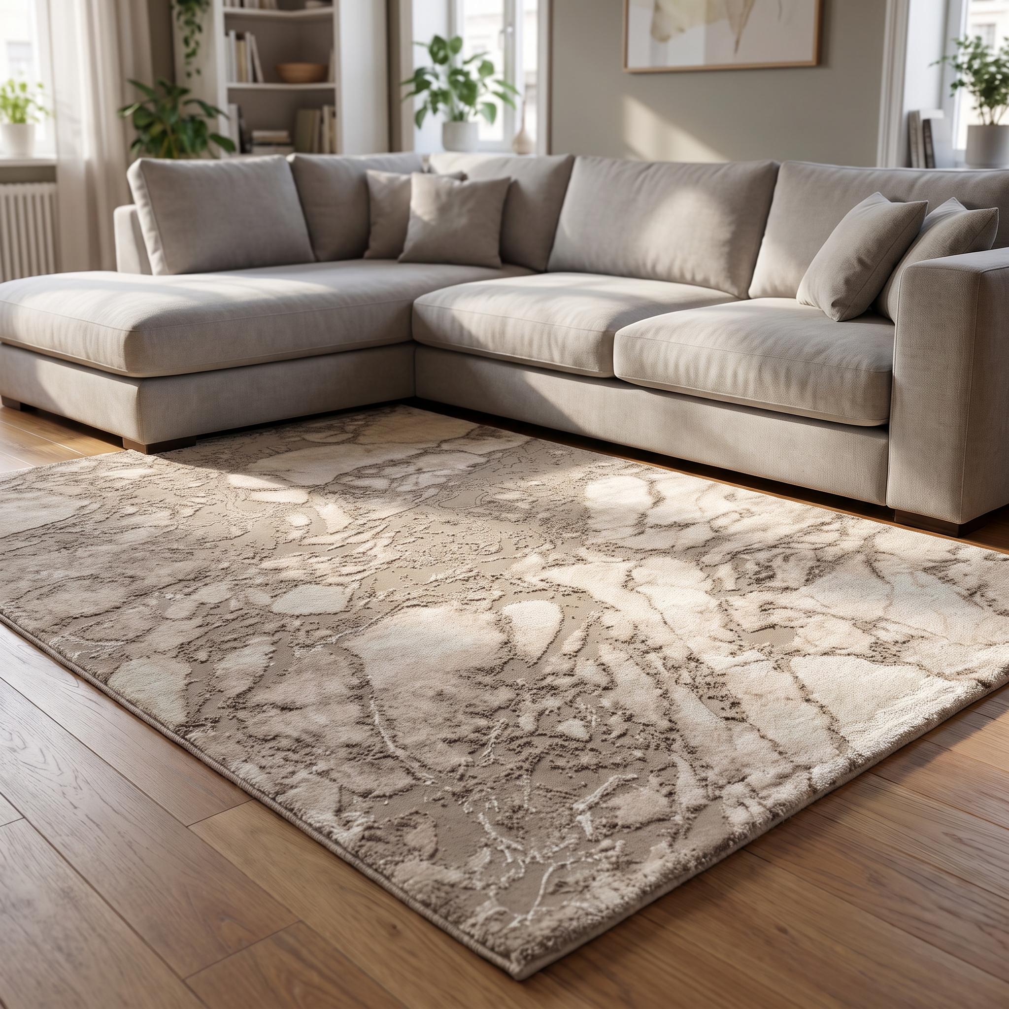 Tapijtenloods Fashion Marmer - Laagpolig Vloerkleed - Design Tapijt - Beige