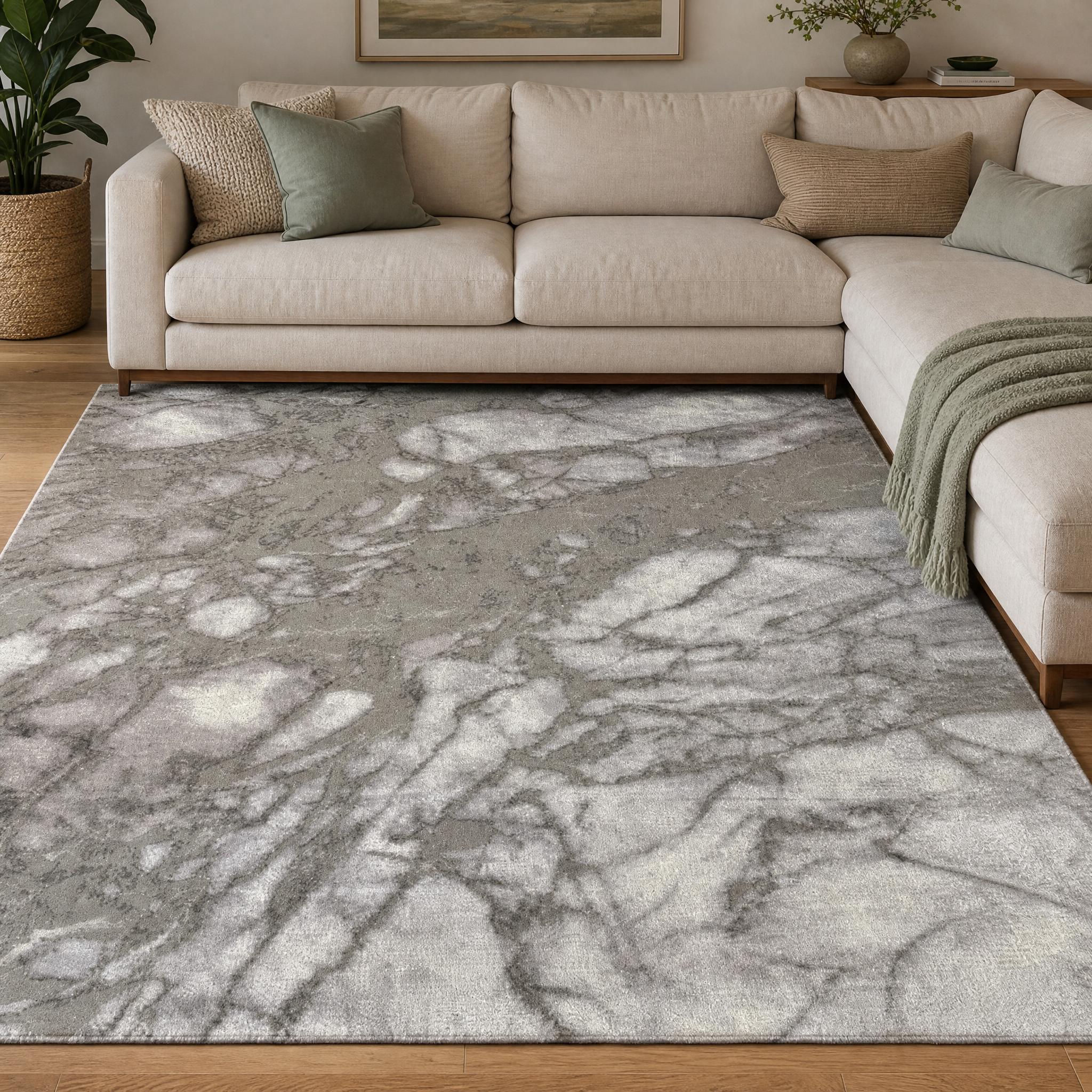 Fashion Marmer Vloerkleed Grijs Zilver