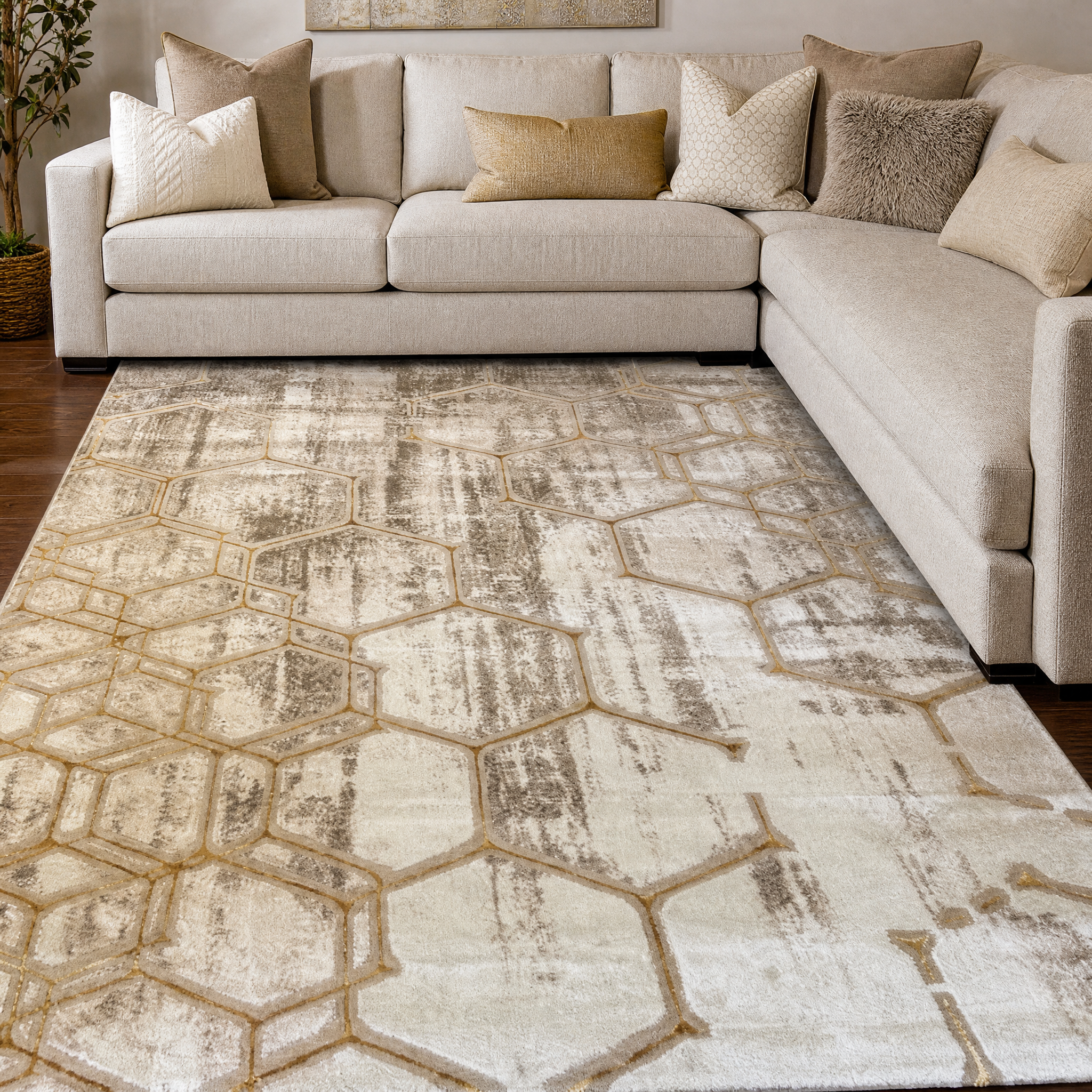 Fashion Club Vloerkleed Beige Goud
