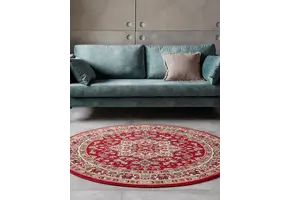 Rond Oosters Vloerkleed Parun Tabriz Rood