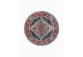 Rond Oosters Vloerkleed Sylla Blauw