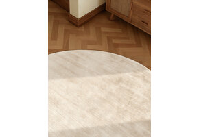 Rond Handgeweven Premium Viscose Vloerkleed Naomi Creme