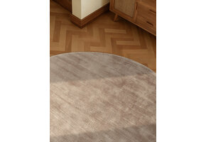 Rond Handgeweven Premium Viscose Vloerkleed Naomi Beige