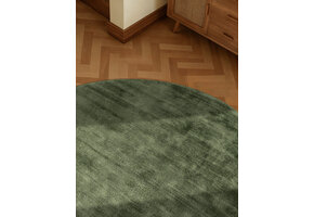 Rond Handgeweven Premium Viscose Vloerkleed Naomi Groen