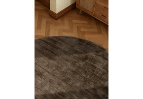 Rond Handgeweven Premium Viscose Vloerkleed Naomi Bruin