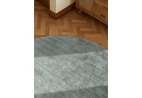 Rond Handgeweven Premium Viscose Vloerkleed Naomi Lichtblauw