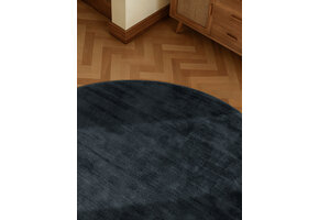Rond Handgeweven Premium Viscose Vloerkleed Naomi Zwart
