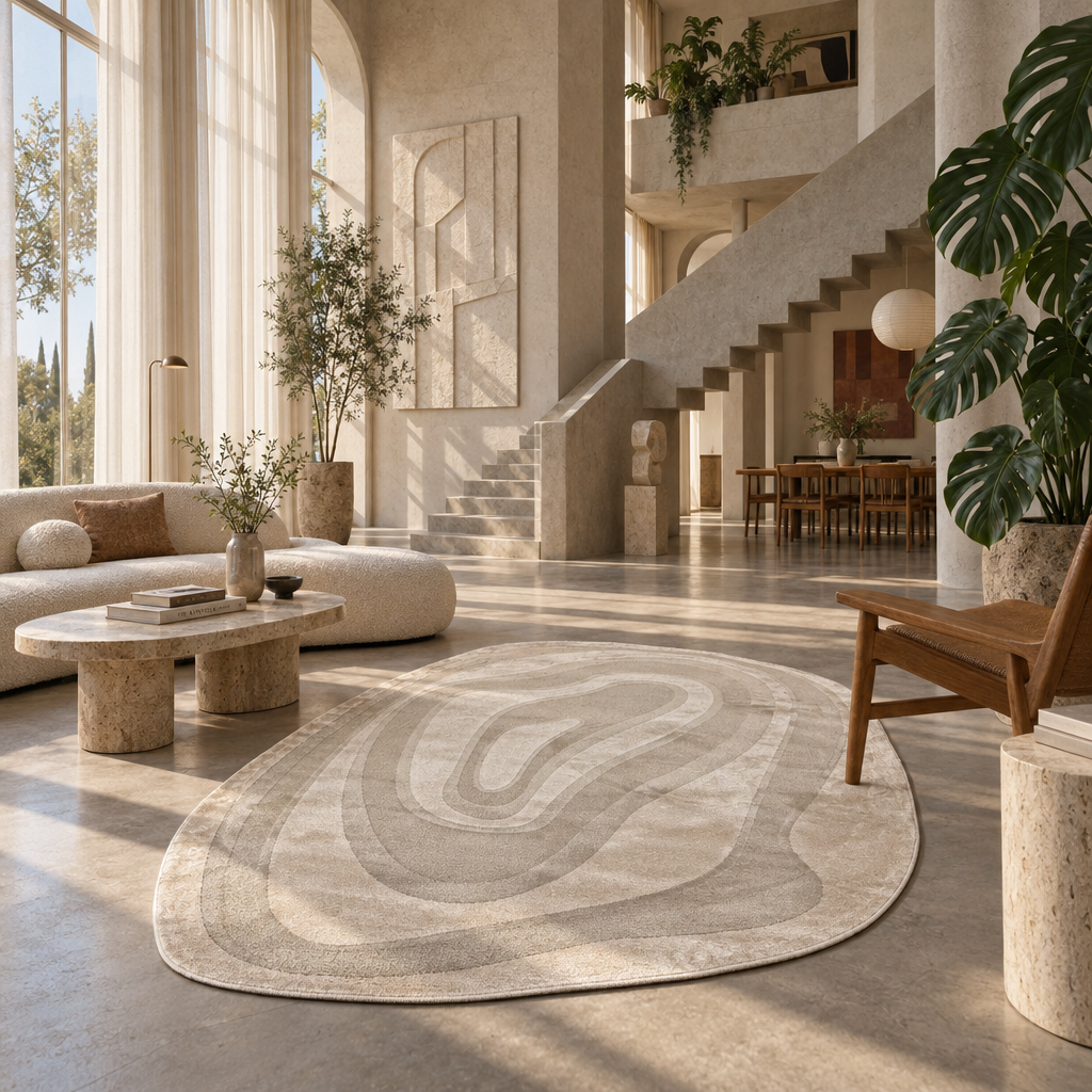 Organisch Abstract Vloerkleed Livorno Beige