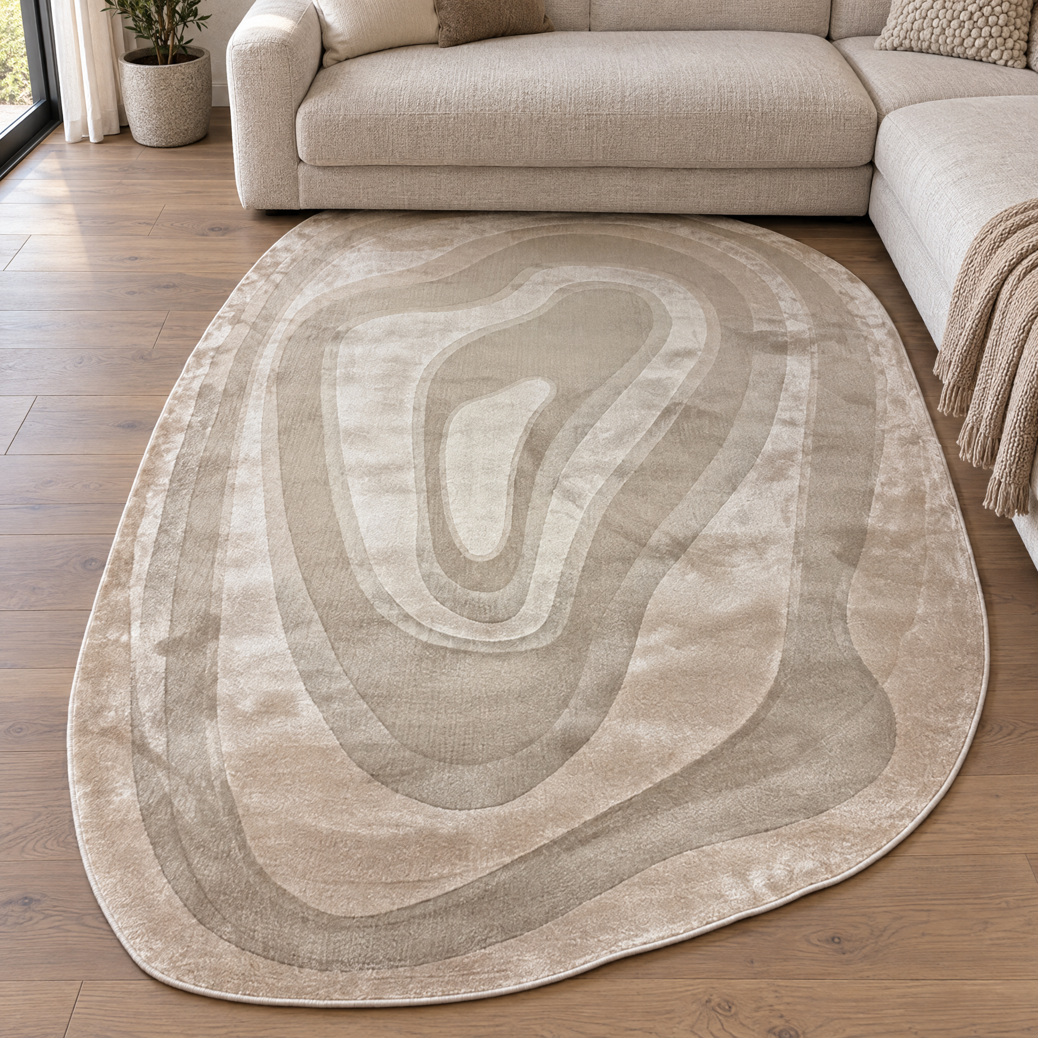 Organisch Abstract Vloerkleed Livorno Beige