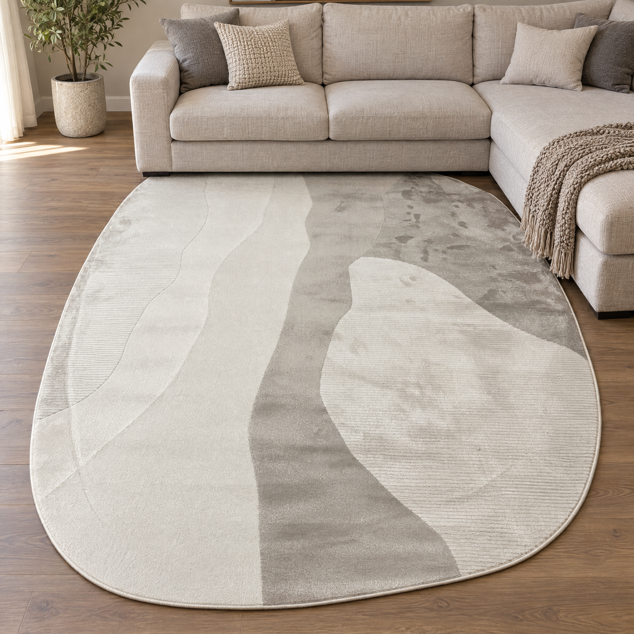 Organisch Vloerkleed Livorno Creme Zilver