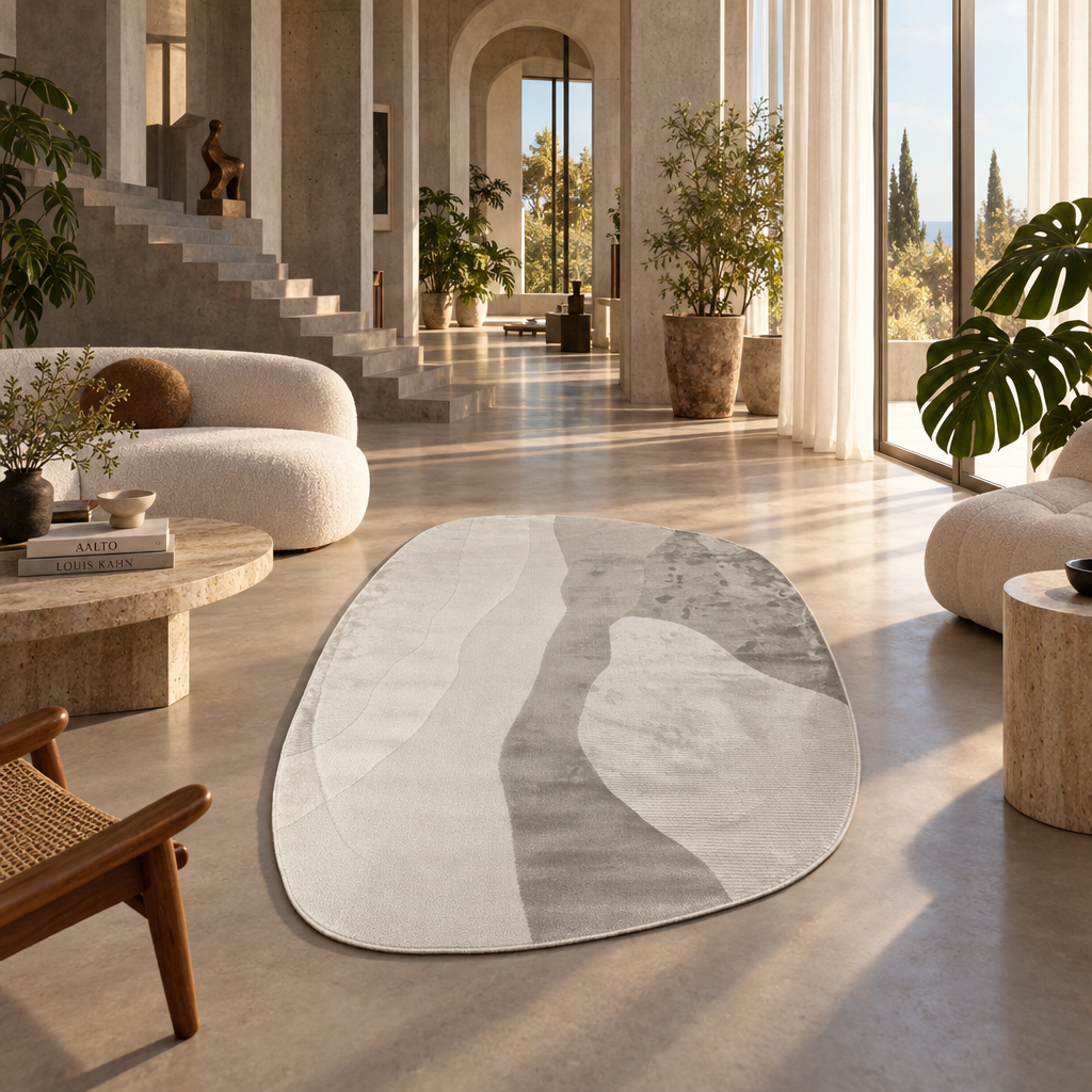 Organisch Vloerkleed Livorno Creme Zilver