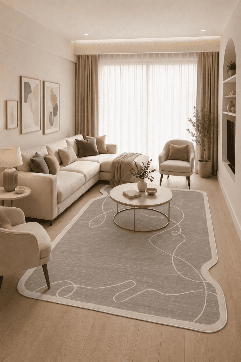 Organisch Japandi Vloerkleed Jarden Shape Bruin Beige