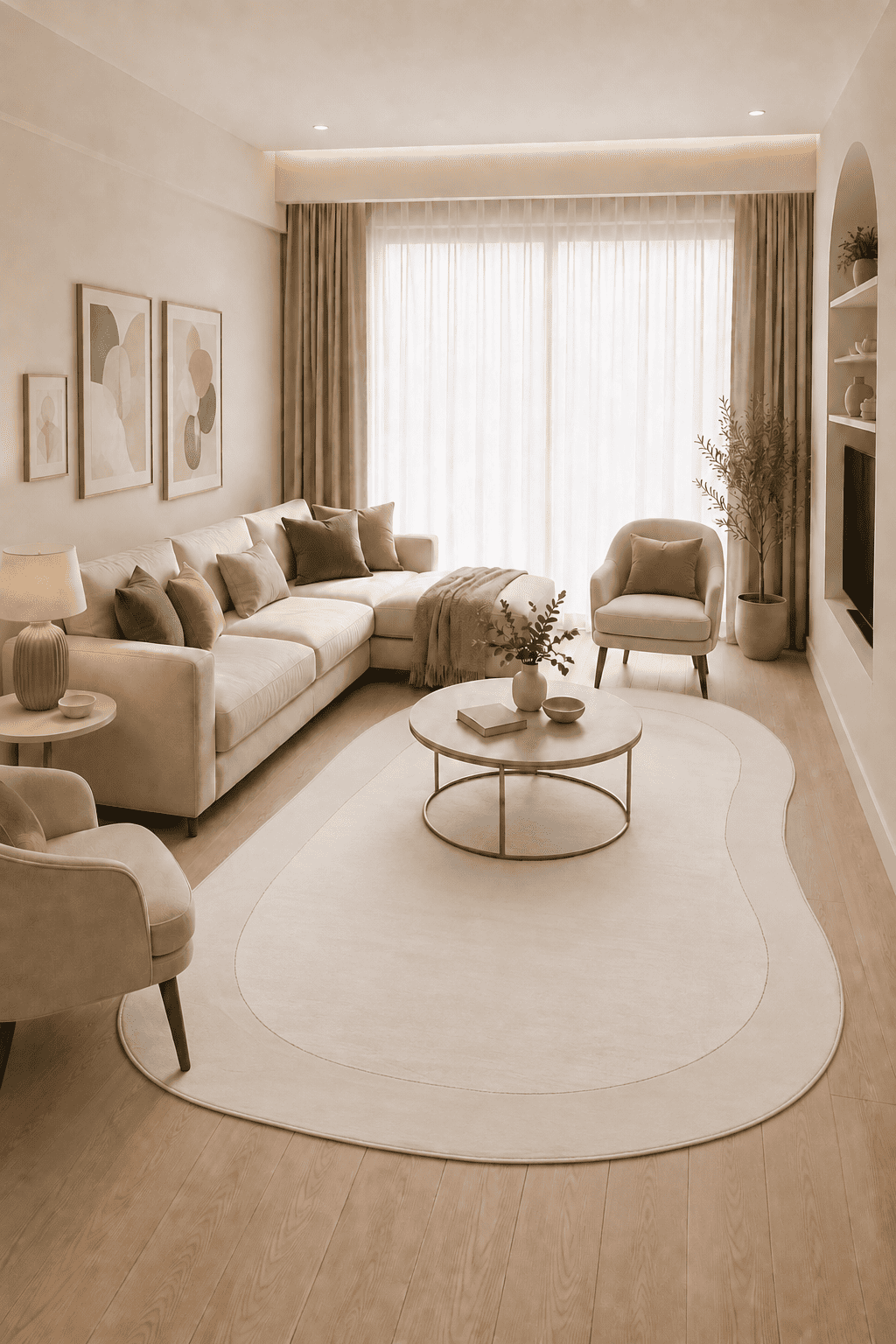 Organisch Vloerkleed Jarden Shape Kari Creme Beige