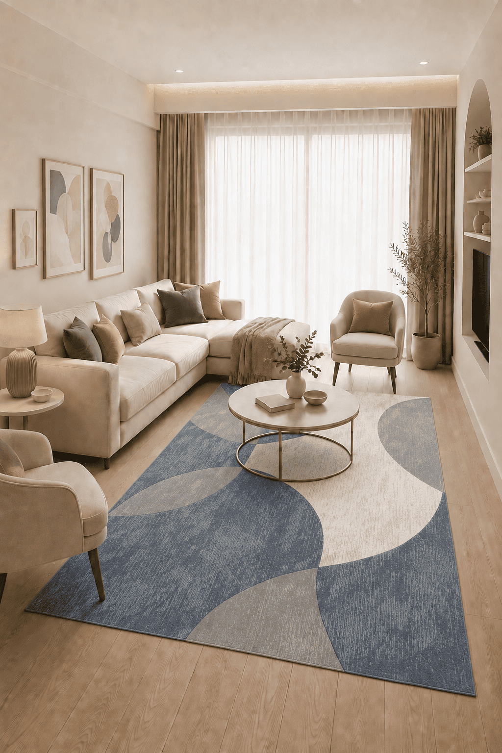 Jarden Home Vloerkleed Abstract Blauw Creme