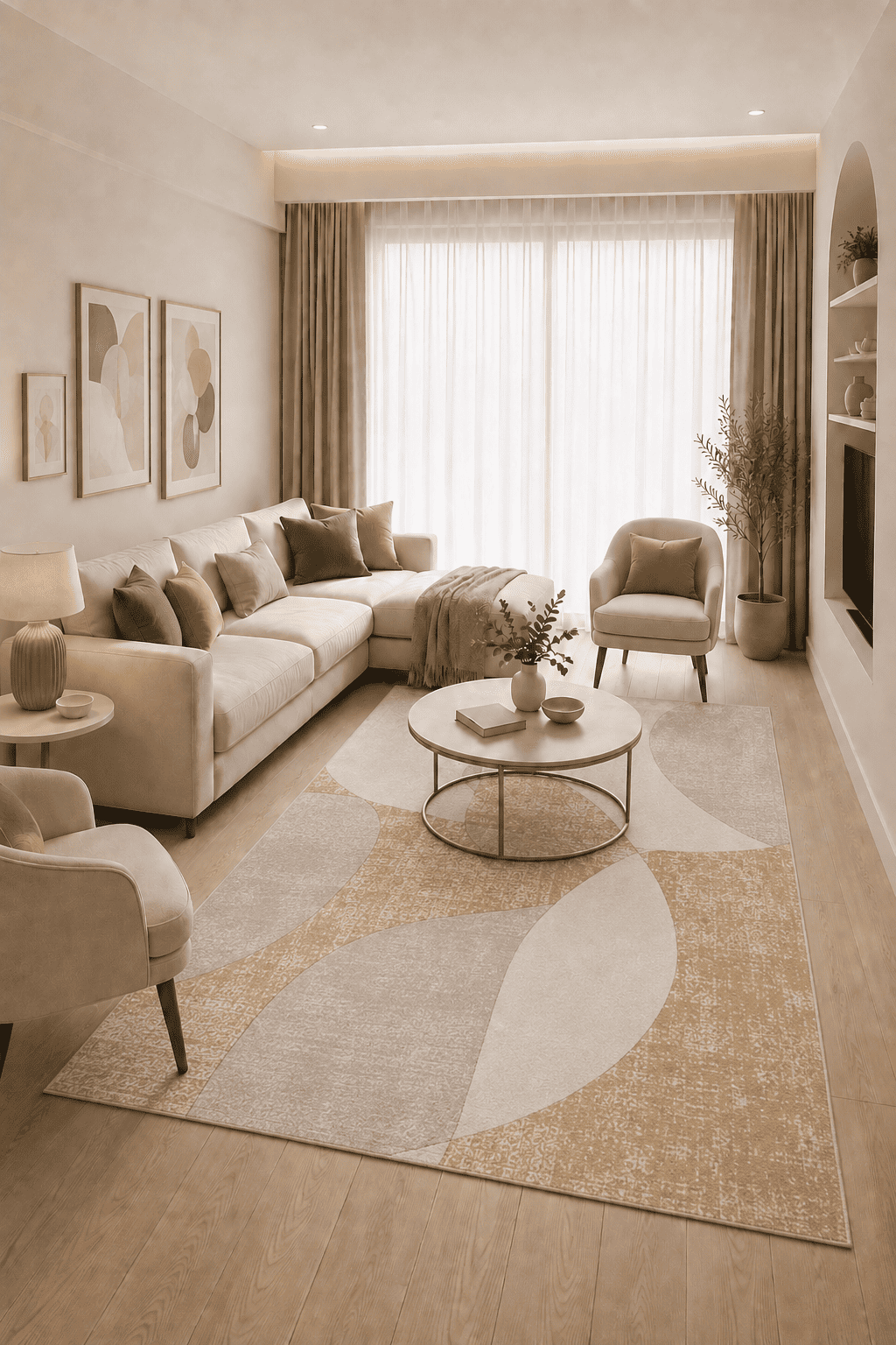 Jarden Home Vloerkleed Abstract Geel Creme