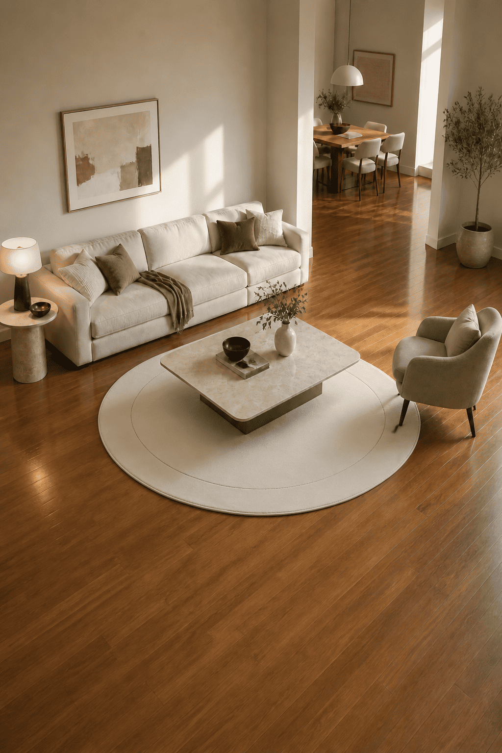 Jarden Home Rond Uni Vloerkleed Creme