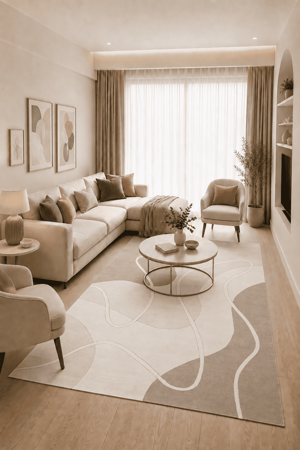 Jarden Home Vloerkleed Japandi Lines Beige Creme