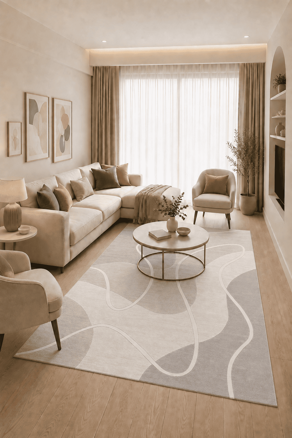 Jarden Home Vloerkleed Japandi Lines Grijs Creme