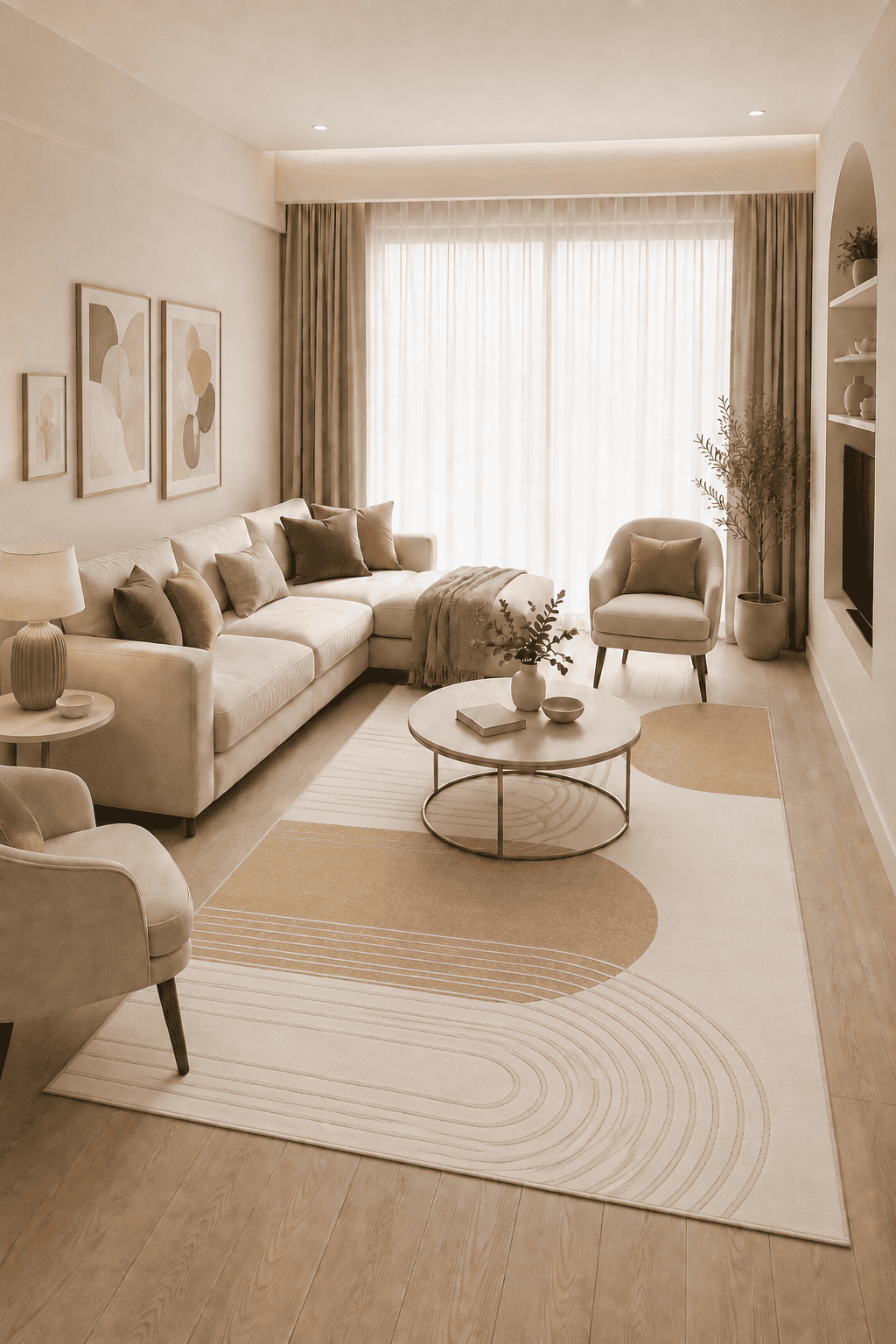 Jarden Home Vloerkleed Japandi Creme Geel