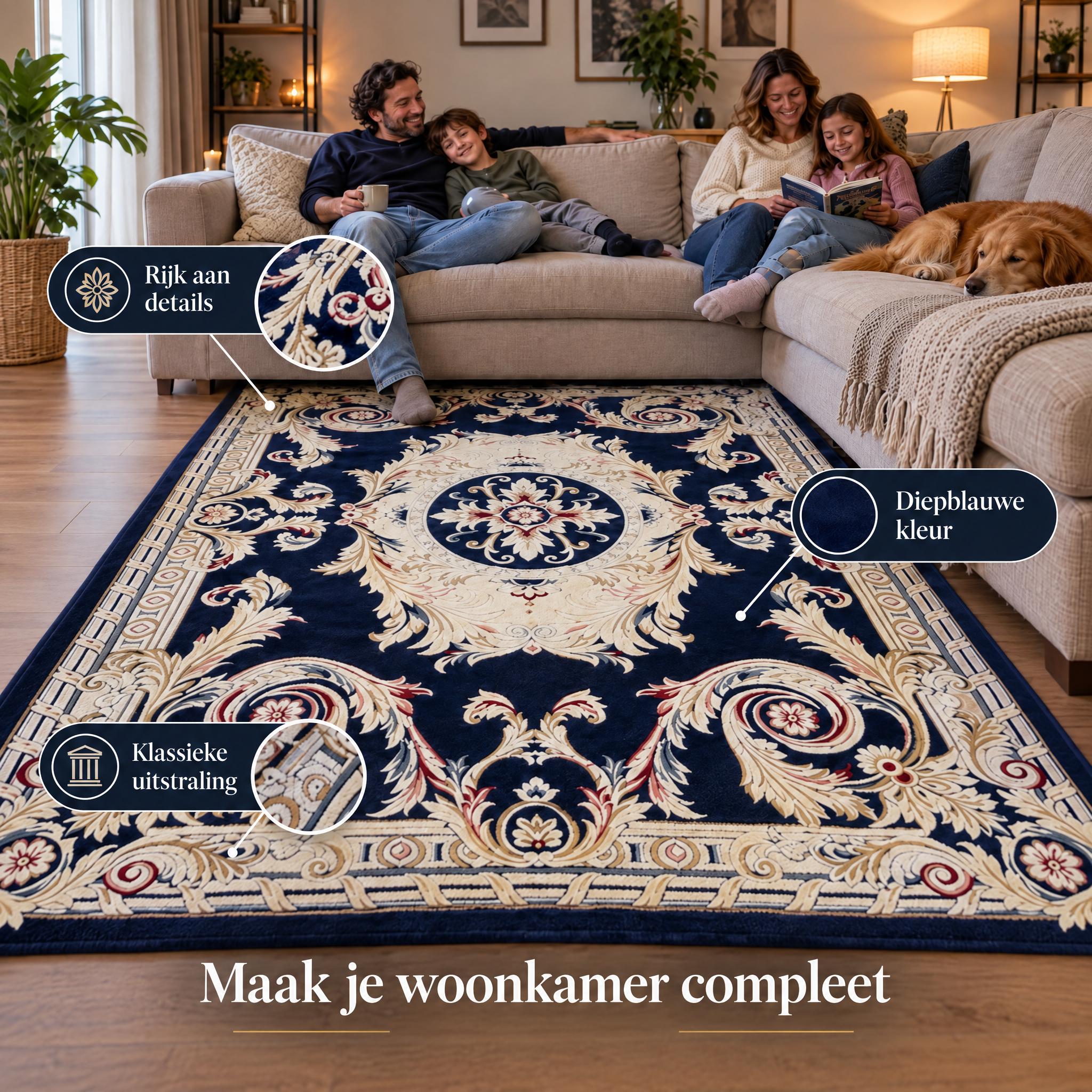 Klassiek Vloerkleed Jarden Classic Blauw