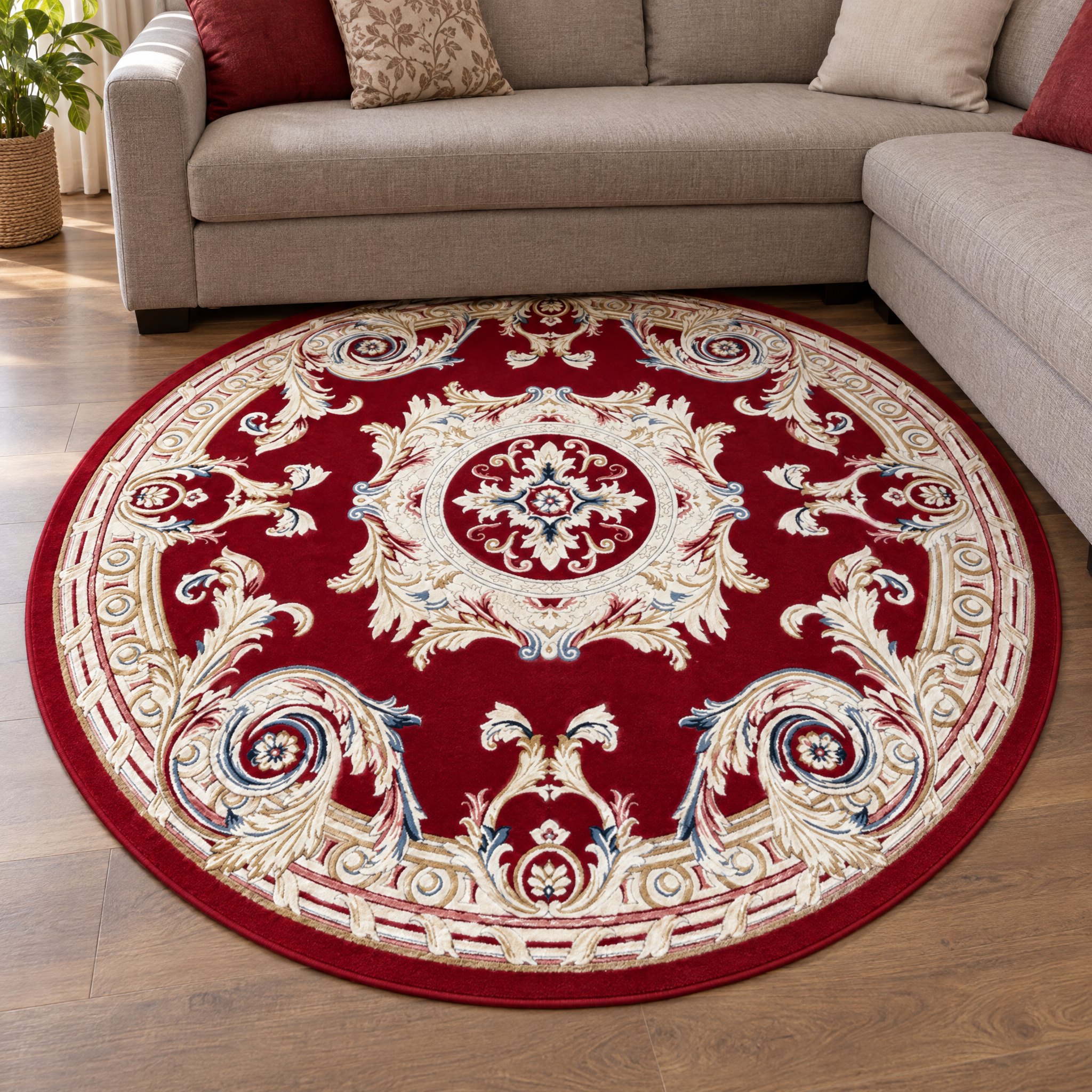 Rond Klassiek Vloerkleed Jarden Classic Rood