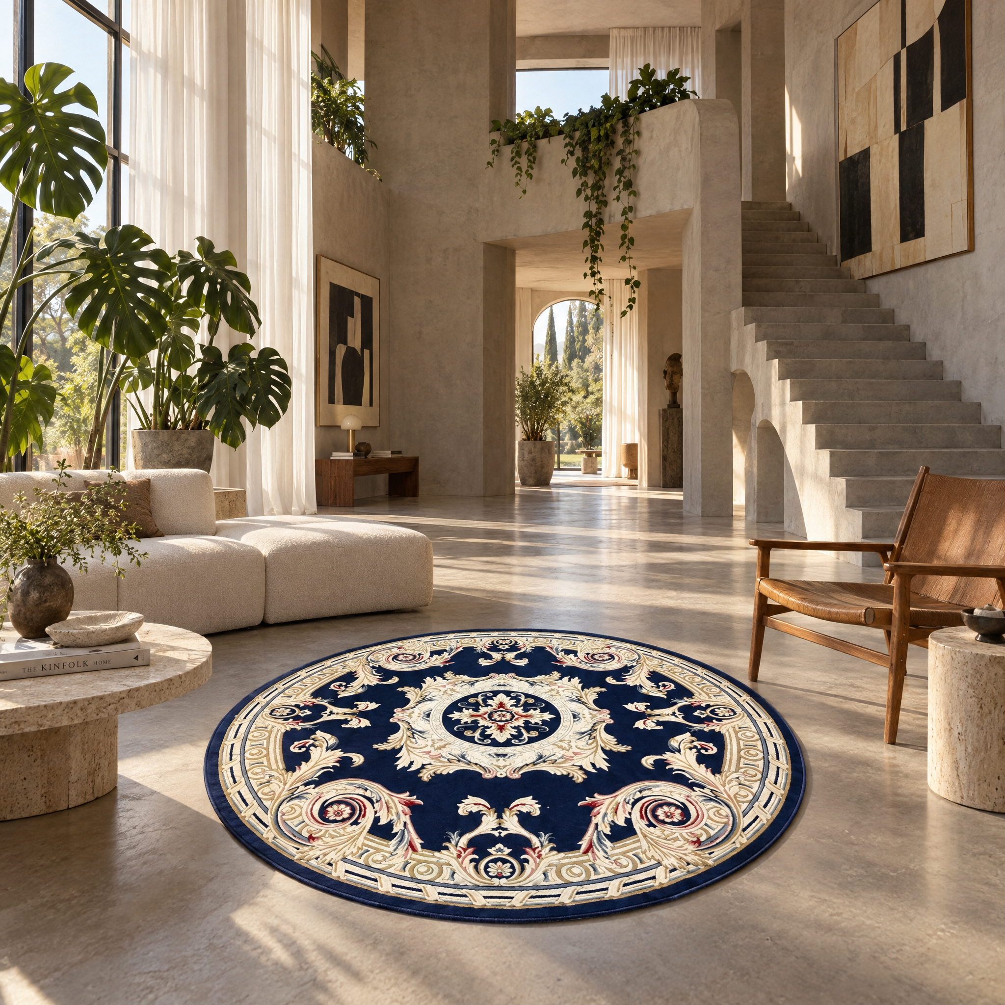 Rond Klassiek Vloerkleed Jarden Classic Blauw