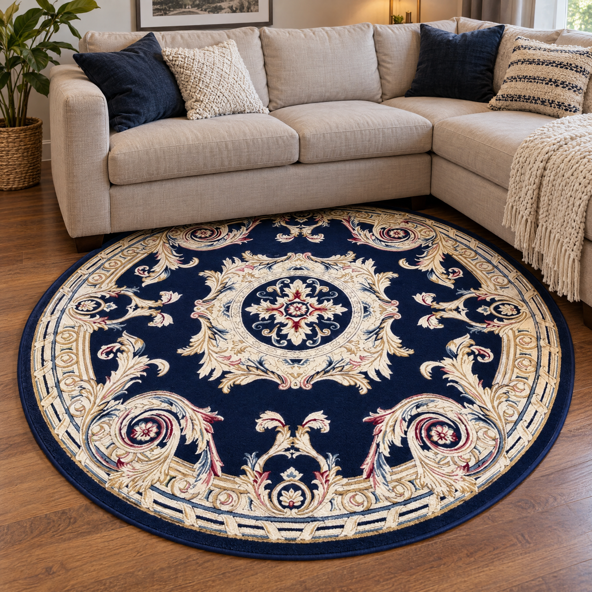 Rond Klassiek Vloerkleed Jarden Classic Blauw