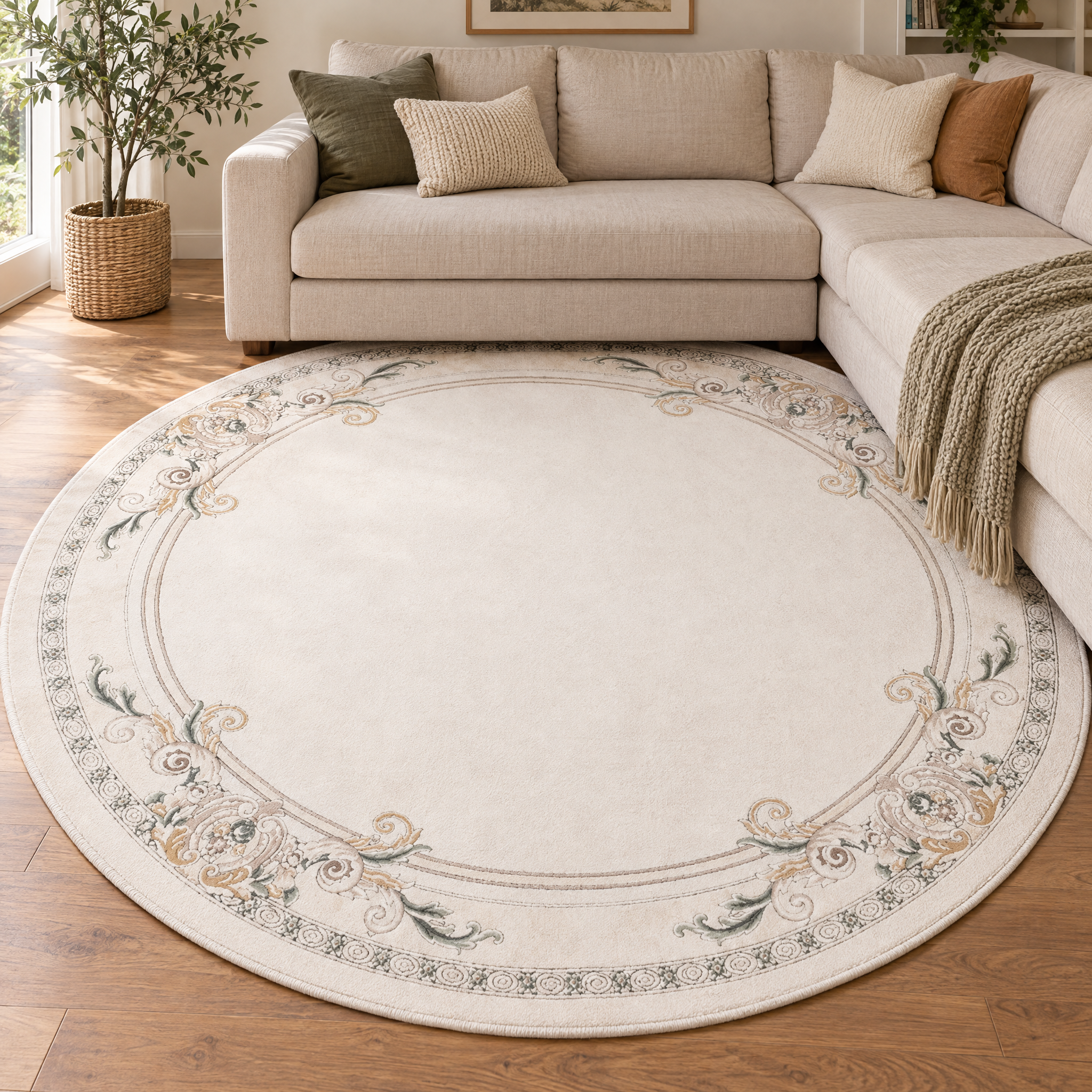 Rond Klassiek Vloerkleed Jarden Classic Creme