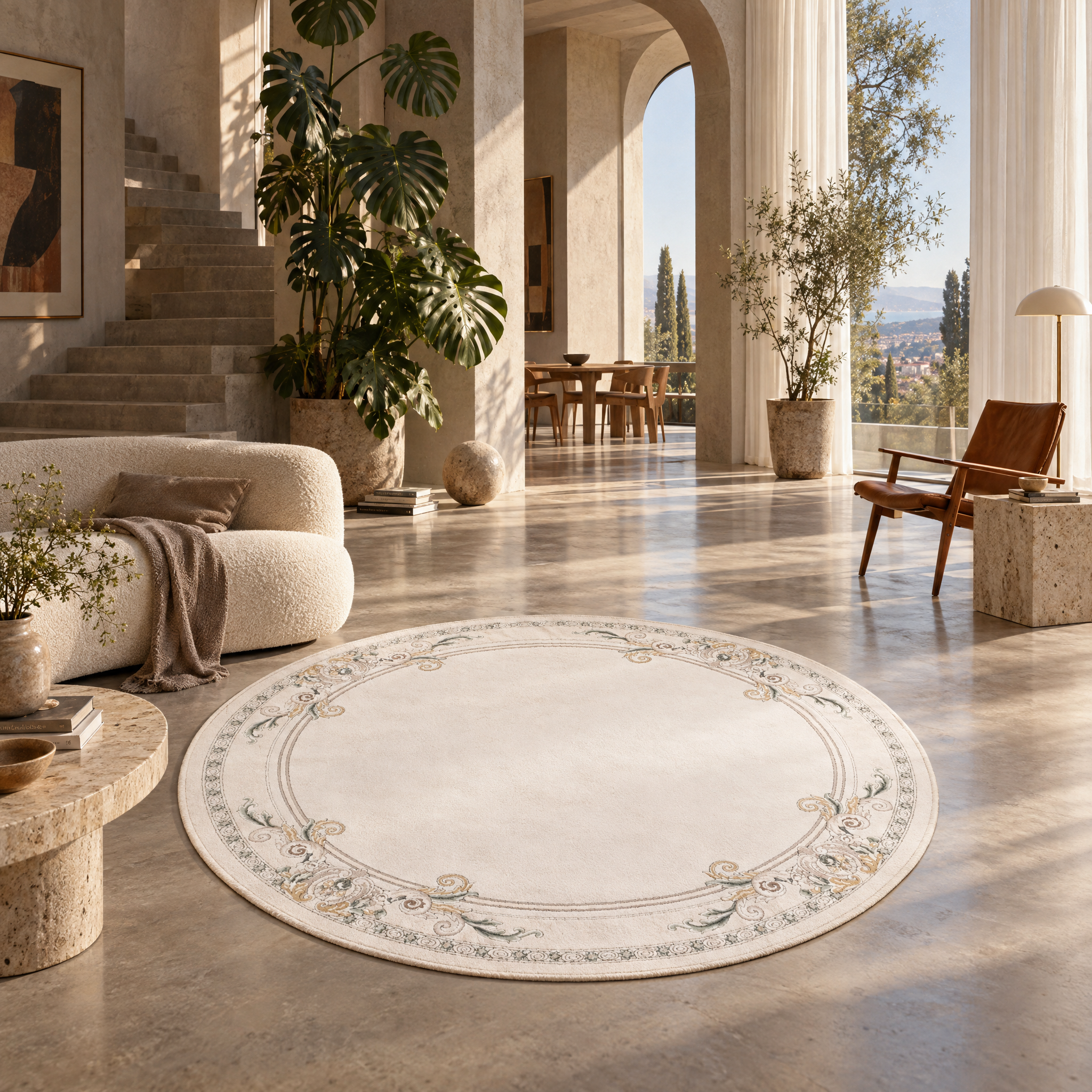 Rond Klassiek Vloerkleed Jarden Classic Creme