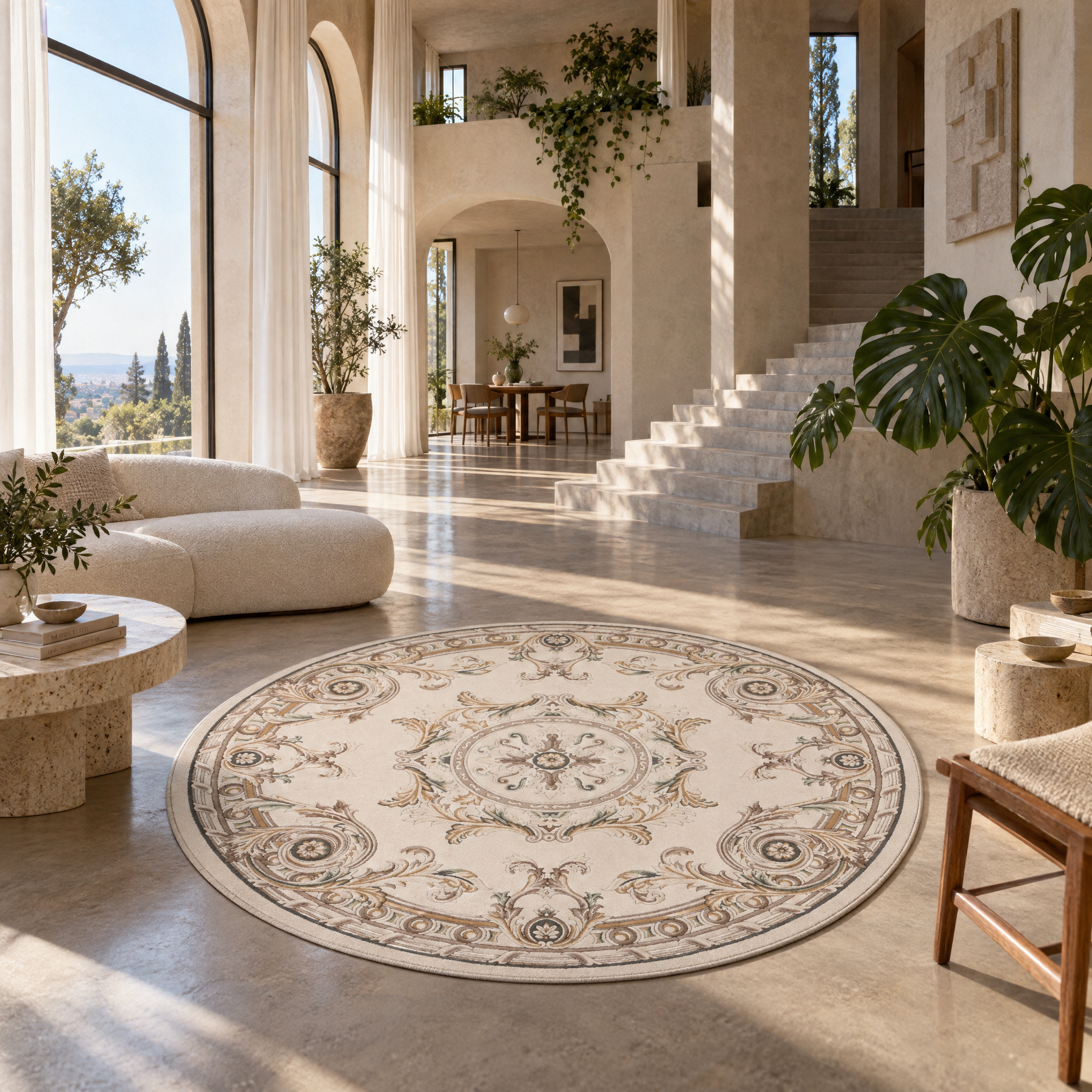 Rond Klassiek Vloerkleed Jarden Classic Creme