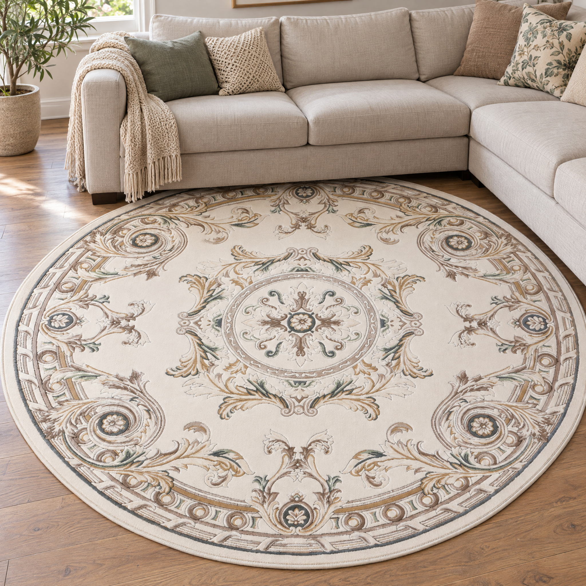 Rond Klassiek Vloerkleed Jarden Classic Creme