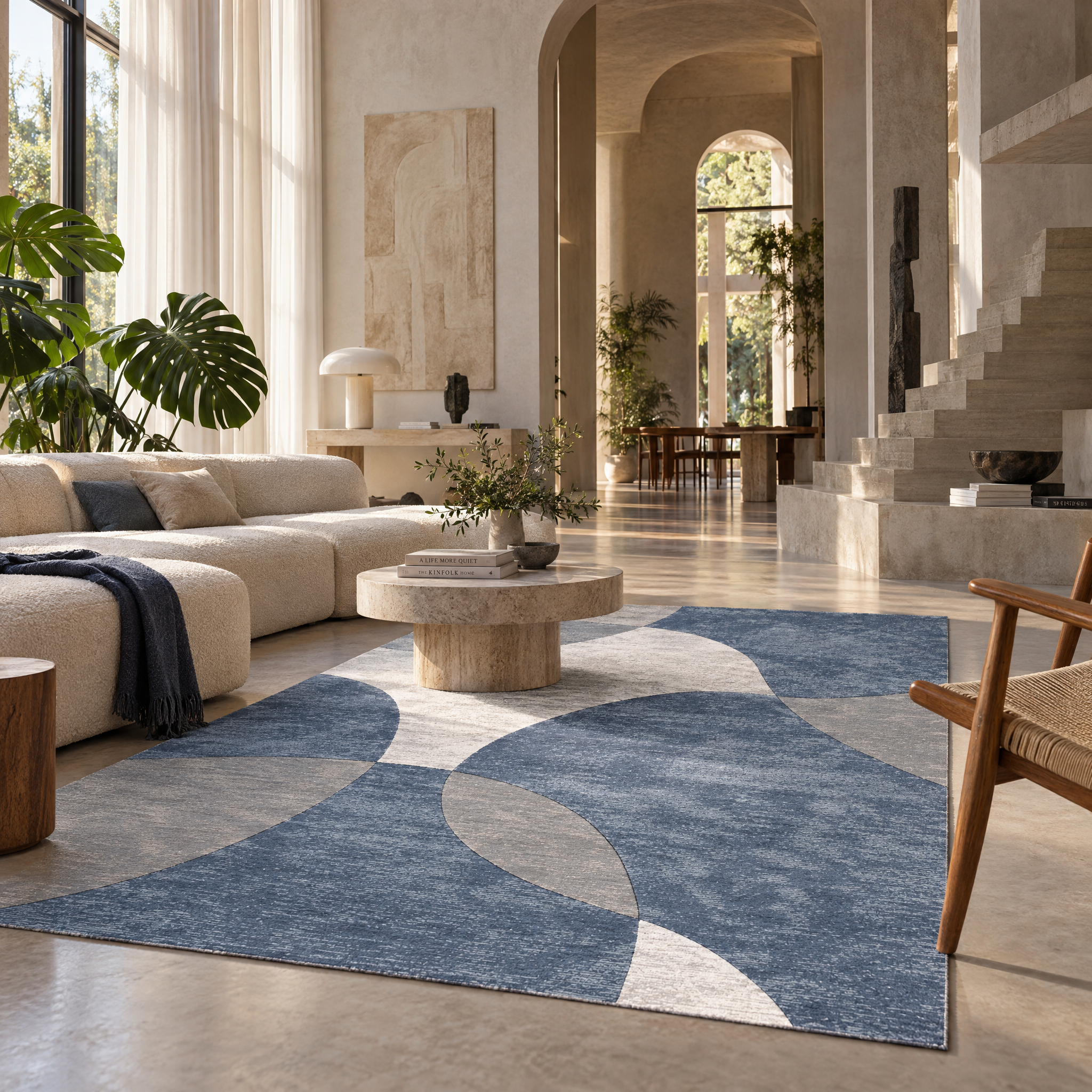 Jarden Home Vloerkleed Abstract Blauw Creme