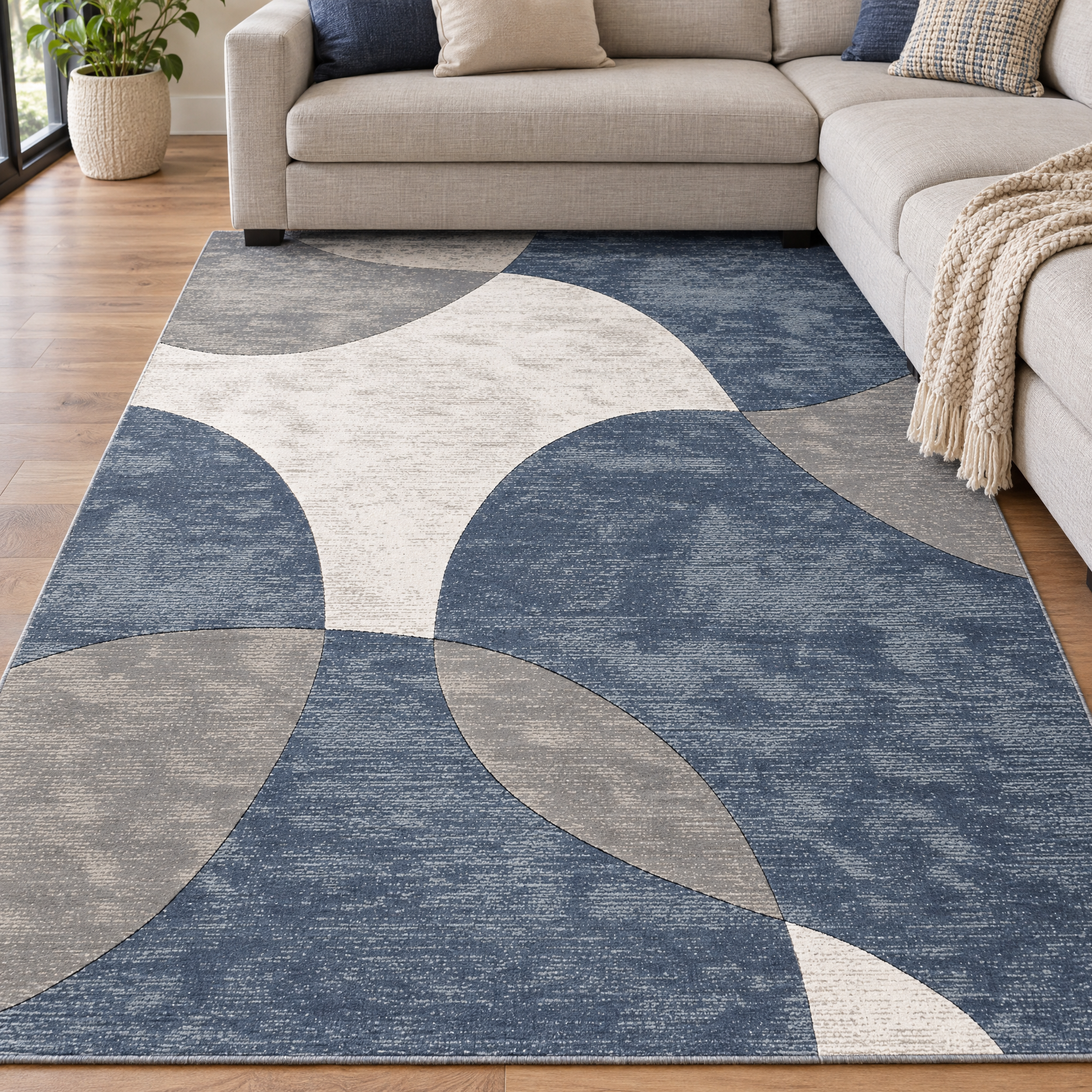 Jarden Home Vloerkleed Abstract Blauw Creme