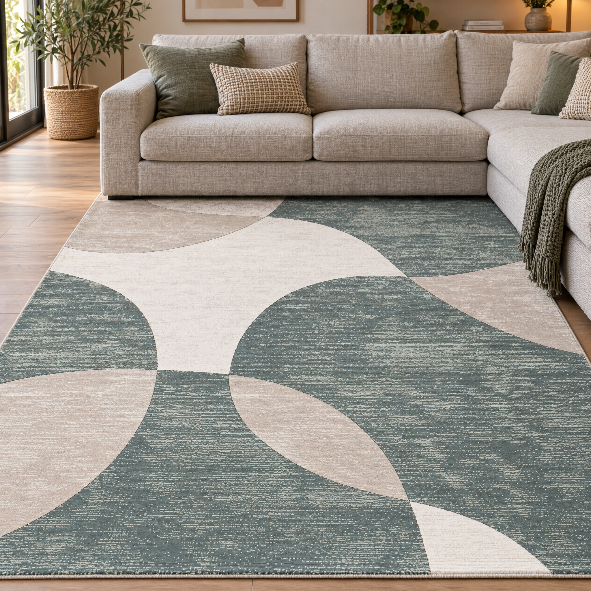 Jarden Home Vloerkleed Abstract Groen Creme
