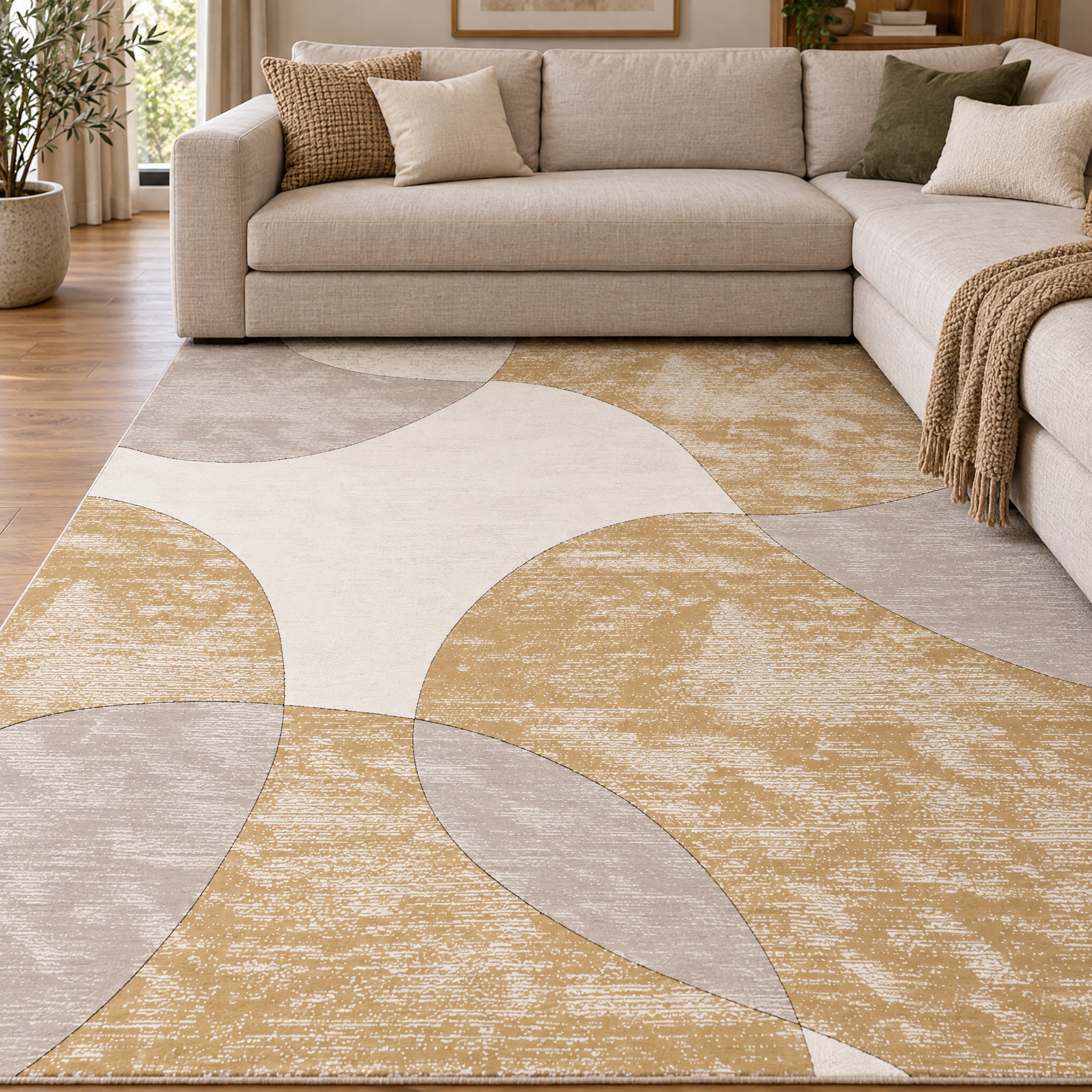 Jarden Home Vloerkleed Abstract Geel Creme