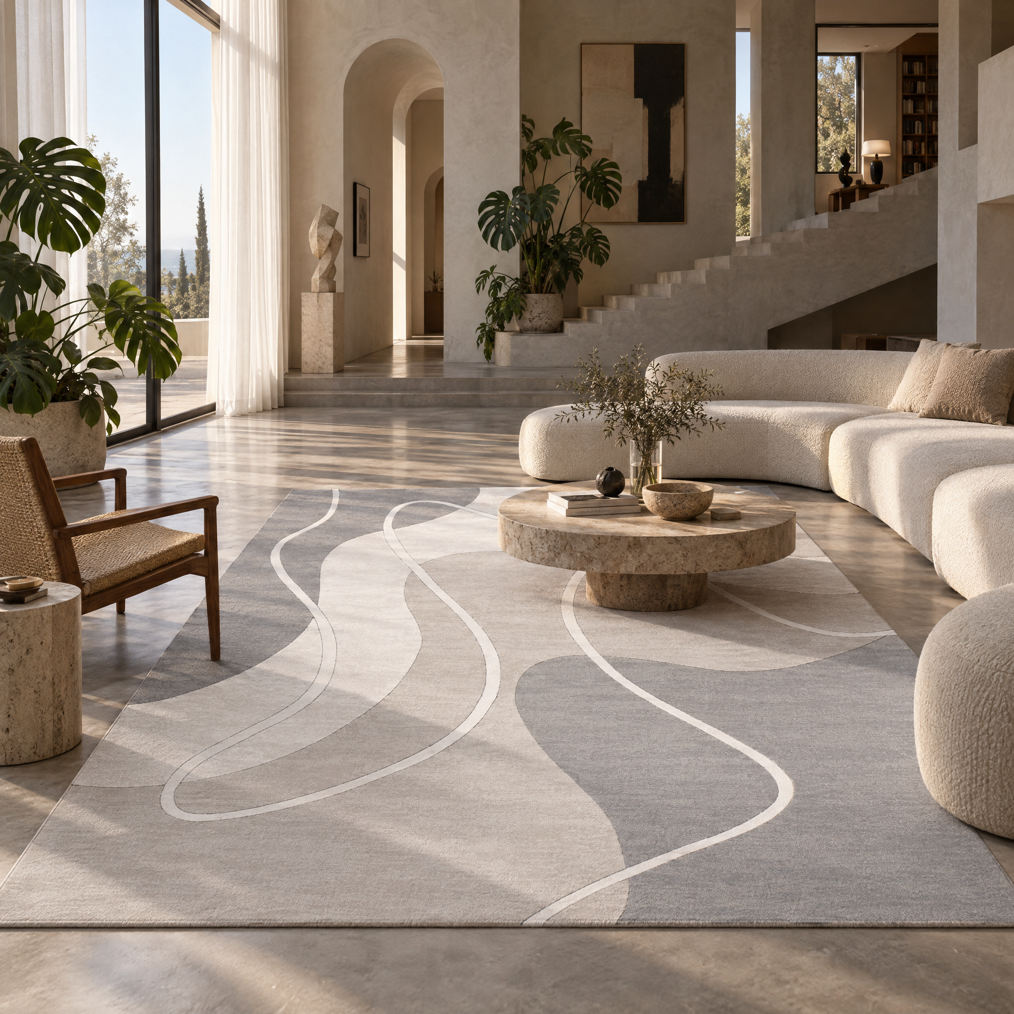 Jarden Home Vloerkleed Japandi Lines Grijs Creme