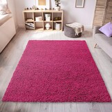 Loca Shaggy Vloerkleed – Modern Uni Effen – Roze Hoogpolig & Zacht