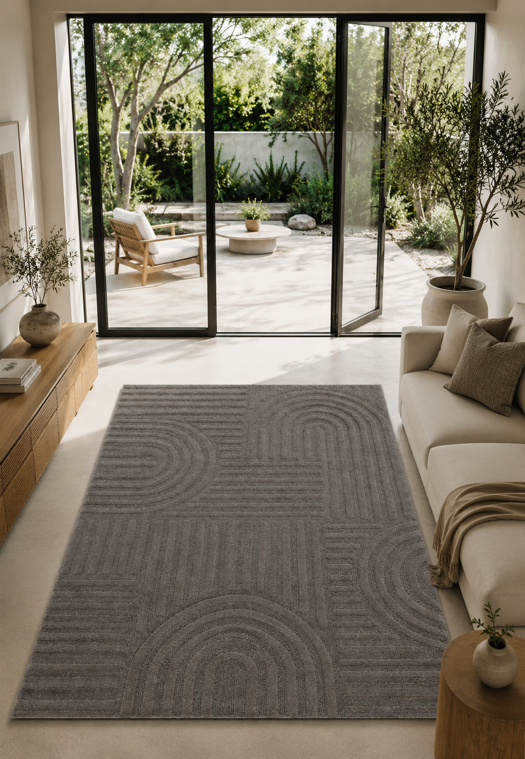 Japandi Loom Vloerkleed Taupe