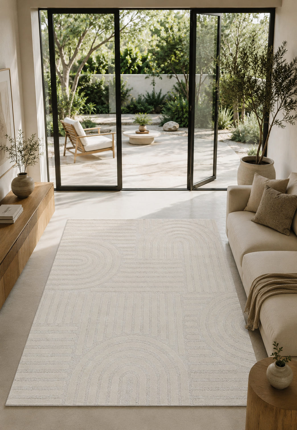 Japandi Loom Vloerkleed Creme