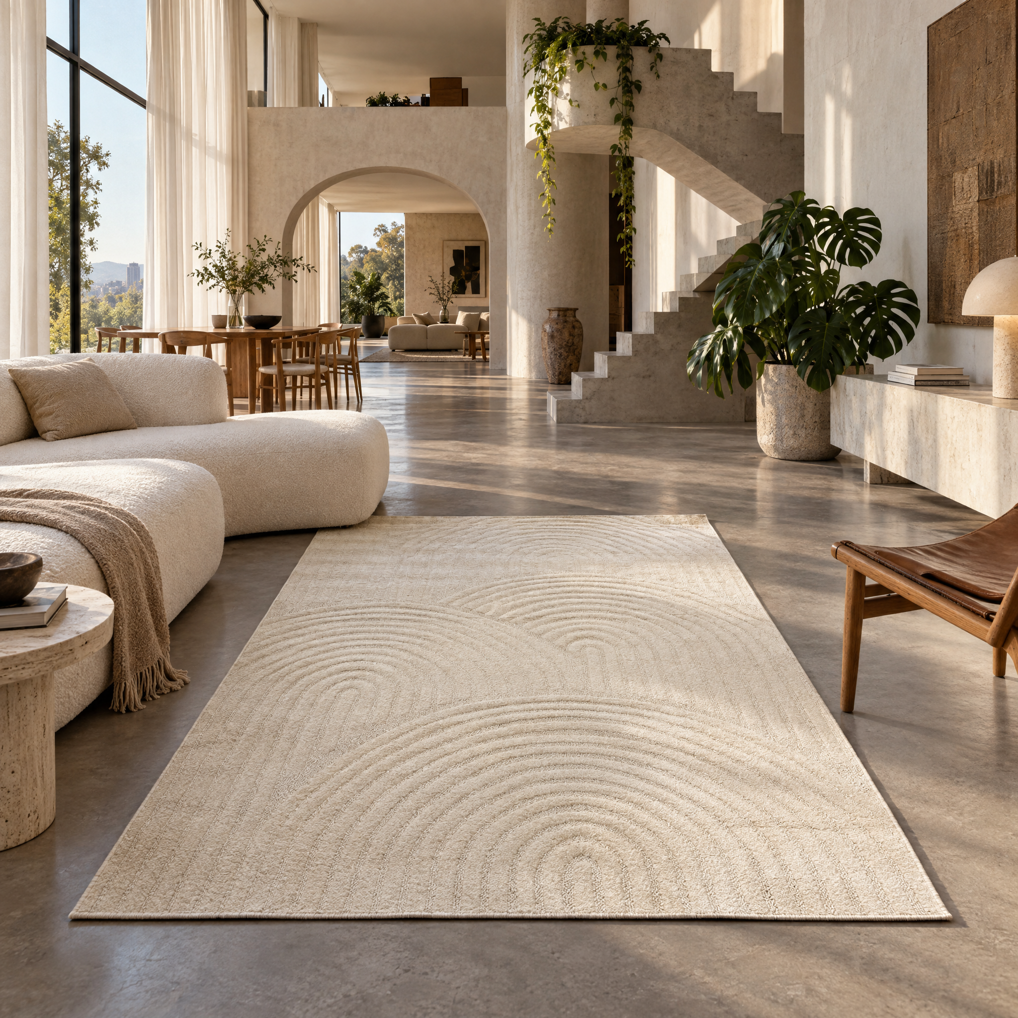 Japandi Loop Vloerkleed Creme