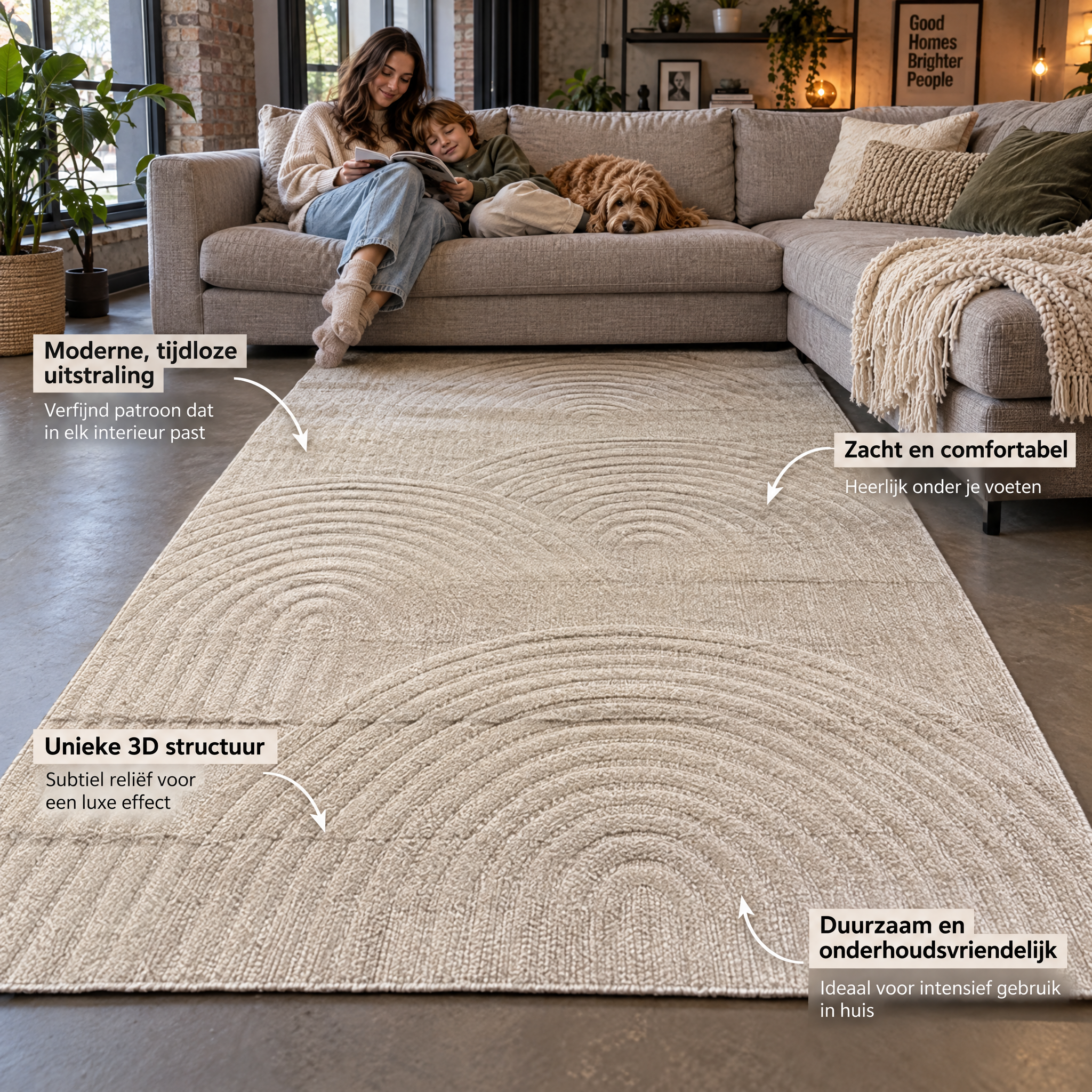 Japandi Loop Vloerkleed Beige