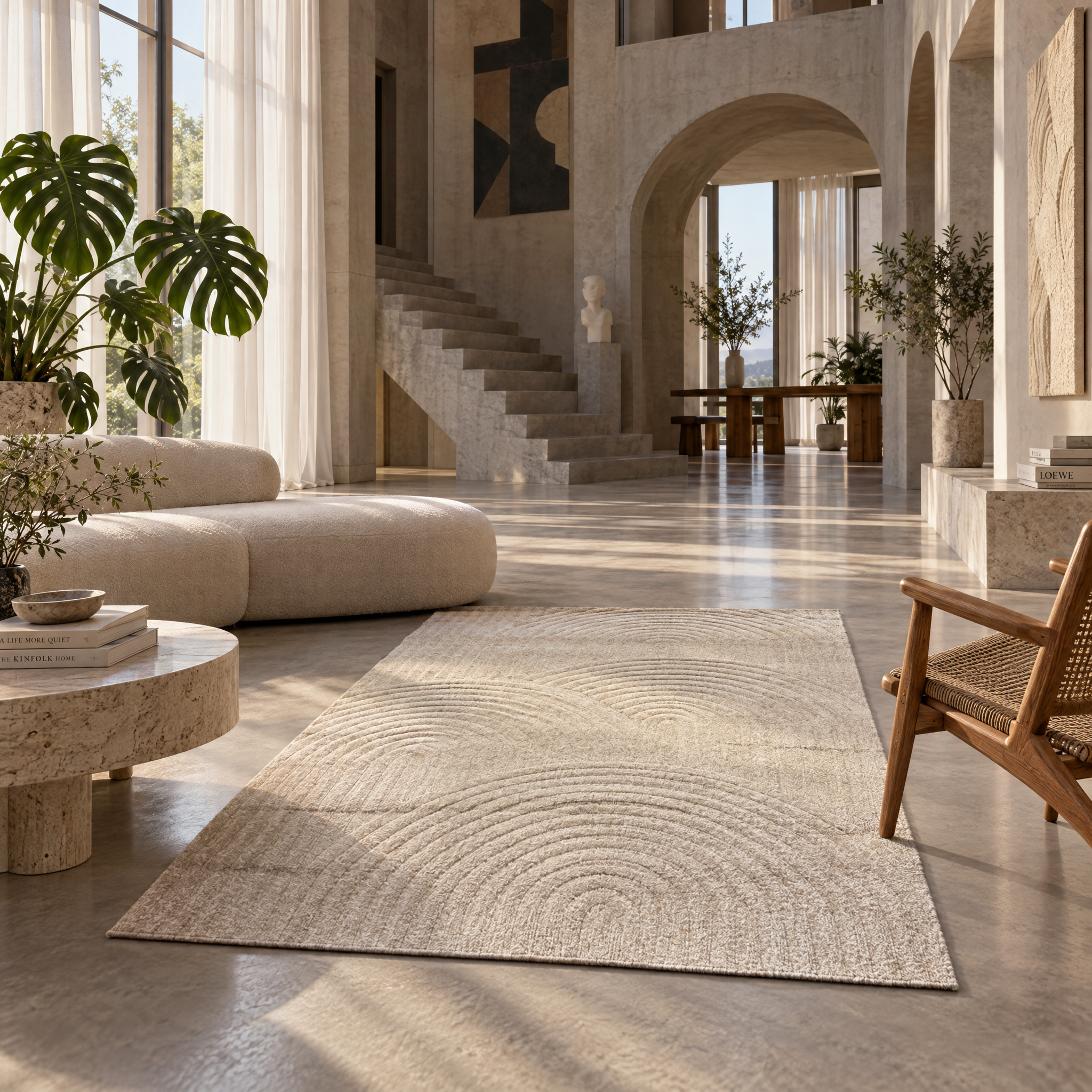 Japandi Loop Vloerkleed Beige