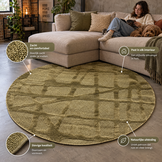 Japandi Loft Rond Vloerkleed Groen
