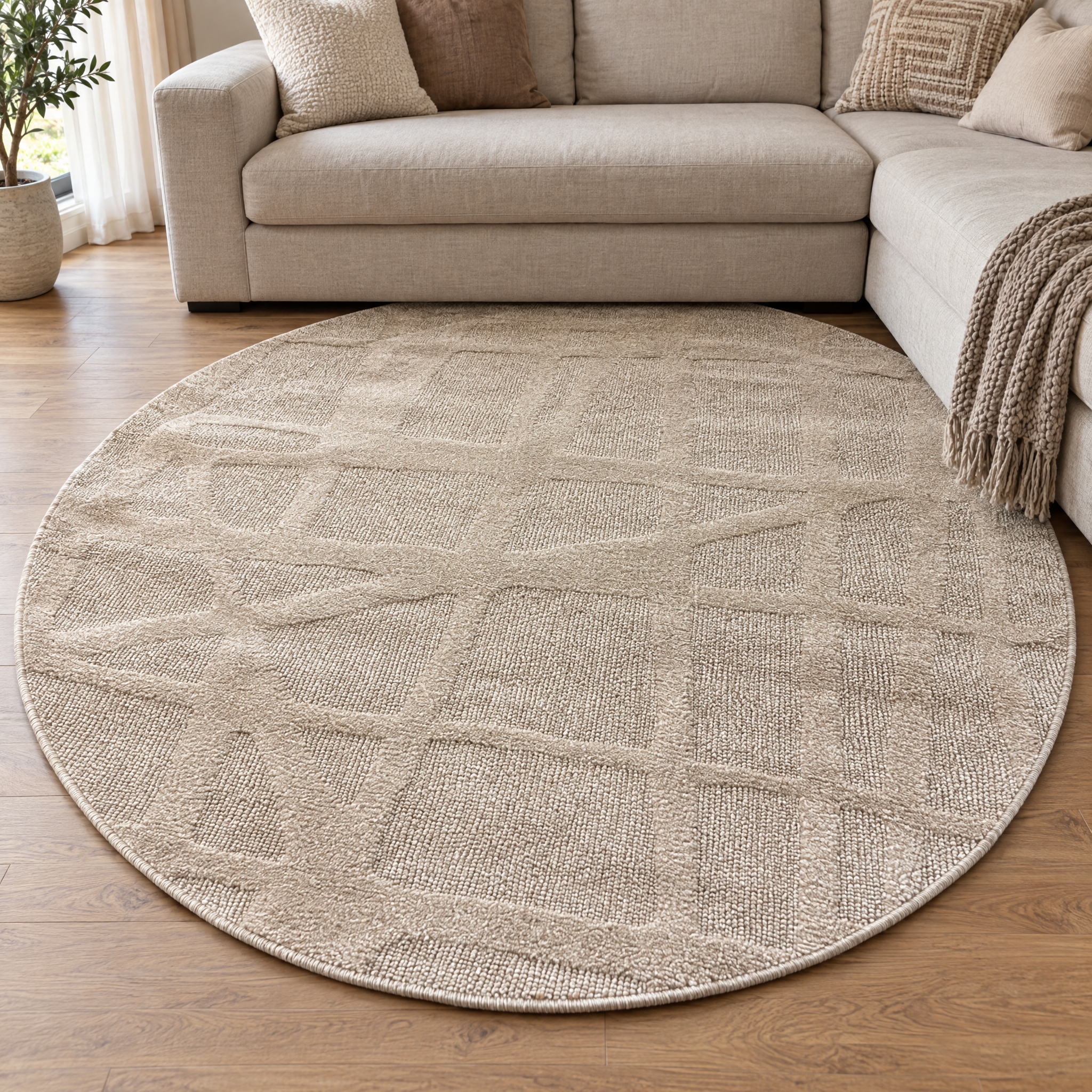 Japandi Loft Rond Vloerkleed Beige